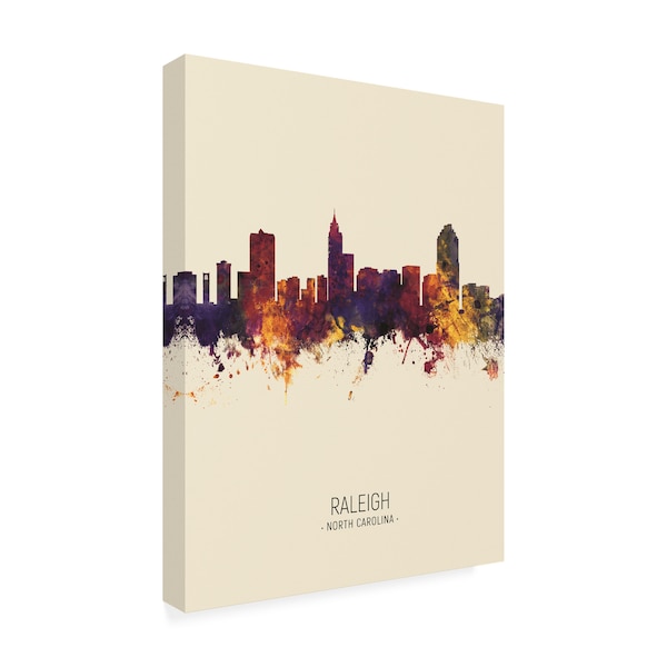 Michael Tompsett 'Raleigh North Carolina Skyline Portrait III' Canvas Art,14x19